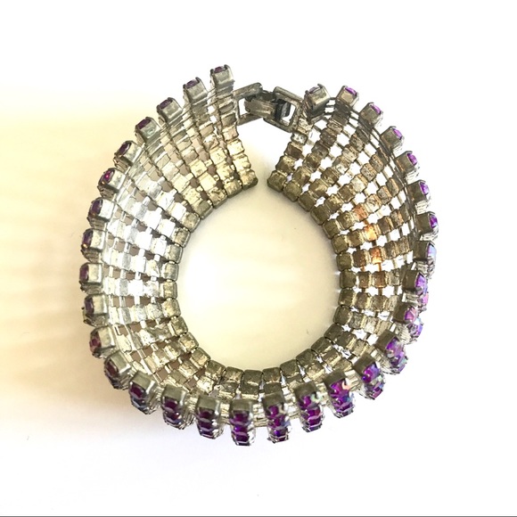 Amazing Silver Bracelet with Purple Swarovski Stones - NWT - Picture 3 of 4